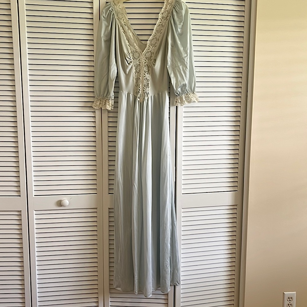 Vintage Olga type Lace V neck Long Women’s Nightgown
